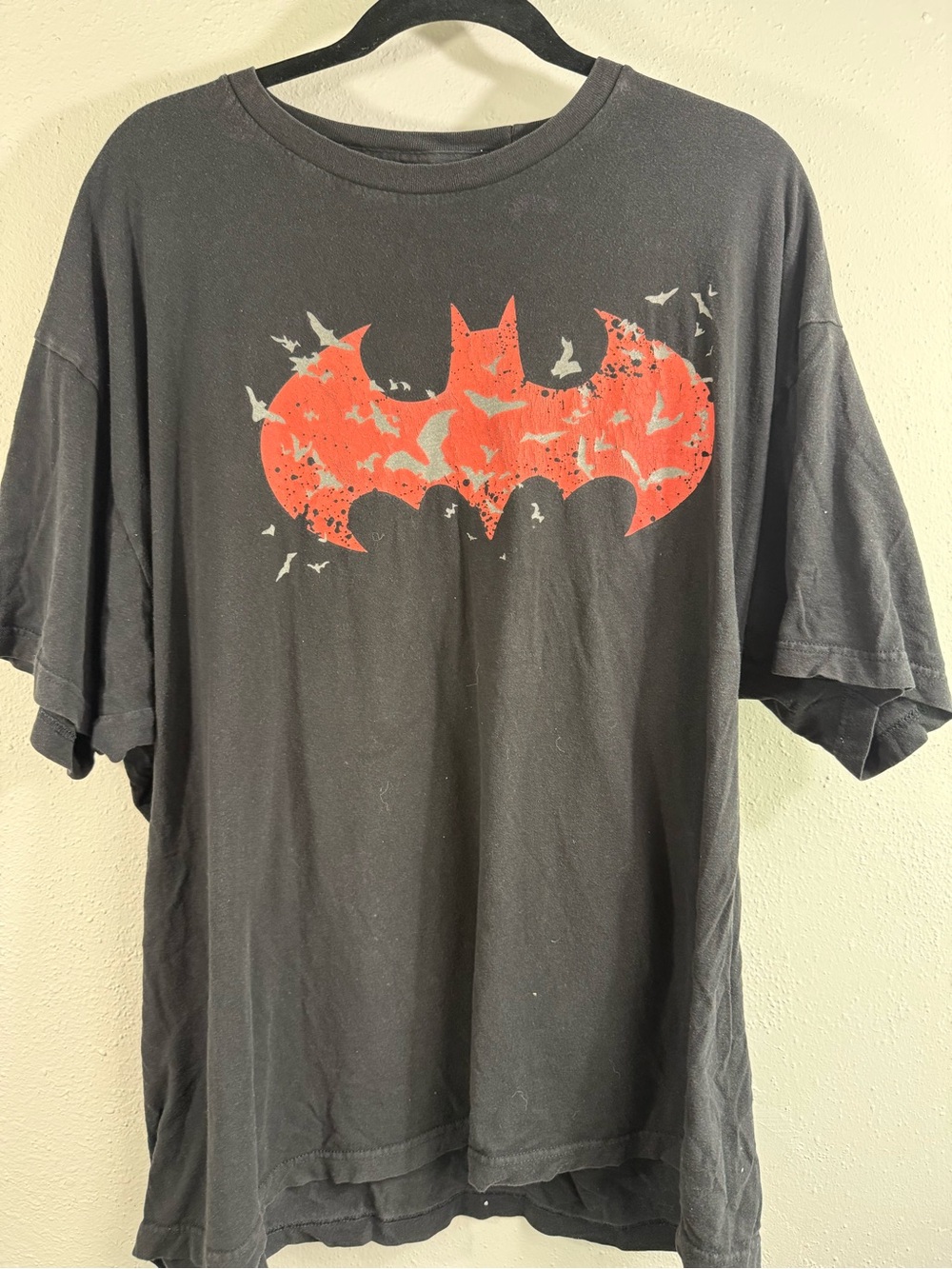 Batman Black Short-Sleeve Tee with Red Bat Emblem